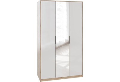 МЕБЕЛЬКОМПЛЕКС Нордик Шкаф 3х створчатый с зеркалом Дуб сонома/Белая Аляска