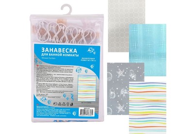 MULTIDOM Занавеска д/ванной комнаты винил 180x180 см BD3452