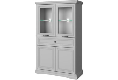 АНРЭКС VALENCIA Шкаф с витриной 2V2D1S. Цвет СЕРЫЙ (3 уп)