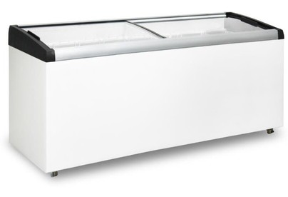 БИРЮСА CF68 (4) 680л (ларь, гнутое раздвижное стекло) серебристочерный