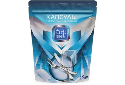 TOP HOUSE Капсулы для посудомоечных машин, 15 шт (180667)