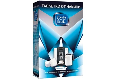TOP HOUSE Таблетки от накипи для чайников, кофеварок и кофемашин, 8 шт. х 25 г (392753)