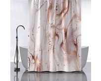 САНАКС 01110 Штора с рисунком БЕЖЕВЫЙ МРАМОР с ЗОЛОТОМ в ванную комнату без колецполиэстэр 180х180см