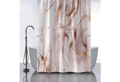 САНАКС 01110 Штора с рисунком БЕЖЕВЫЙ МРАМОР с ЗОЛОТОМ в ванную комнату без колецполиэстэр 180х180см