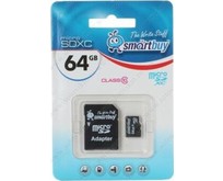 SMARTBUY (SB64GBSDCL1001) MicroSDXC 64GB Class10 UHS1 + адаптер