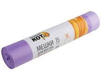 РЫЖИЙ КОТ Мешки д/мусора 35л (15шт./рул) с завязками, ПНД, фиолетовый, 18 мкм (107146)
