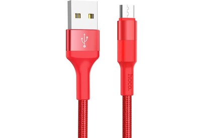HOCO (6957531080220) X26 USB (m)microUSB (m) 1.0м  красный/черный