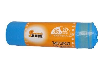 РЫЖИЙ КОТ мешки для мусора с завязками 35л 20шт/рул (310326)