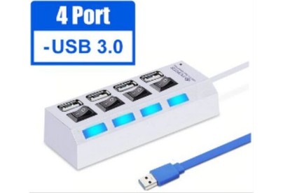 SMARTBUY (SBHA7304W) USB 3.0 хаб + выкл., 4 порта, белый