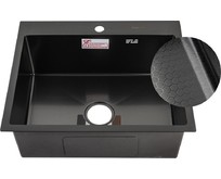 FABIA PROFI 605033G Мойка врезная 60х50 см, ГРАФИТ, ДИЗАЙН толщина 3,0 х 1 мм, глубина 220 мм + большой сифон с переливом + корзина +коврик