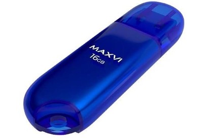 MAXVI P1 16GB blue, монолит с колпачком, ABS пластик, USB 2.0