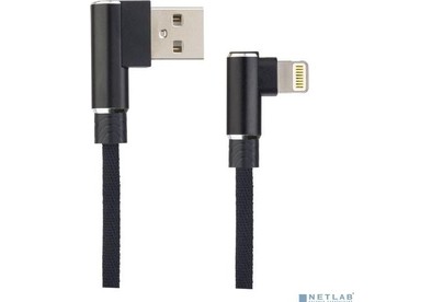PERFEO (I4315) USB A  Lightning, 2.4A, угловой, черный, 1 м., Light Premium
