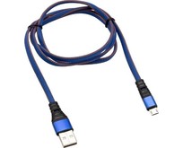 REXANT (181163) Кабель REXANT USBmicroUSB 1 м, плоский провод, синяя джинсовая оплетка