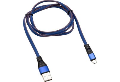 REXANT (181163) Кабель REXANT USBmicroUSB 1 м, плоский провод, синяя джинсовая оплетка