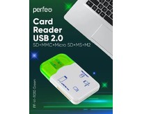 PERFEO (PF_4258) Card Reader SD/MMC+Micro SD+MS+M2, (PFVIR010 Green) зеленый