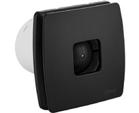 GFMARK 50045 Вытяжной вентилятор, D  100 мм, с обратным клапаном и москитной сеткой, квадратный, закрытый с окошком, из АБС пластика, цвет ЧЕРНЫЙ