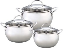 WEBBER BE335/6 Набор посуды из нерж.стали 6 пр. 2,0л, 2,8л, 3,8л