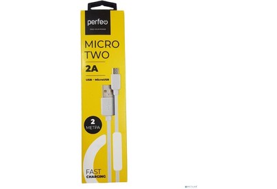 PERFEO (U4011) USB2.0 A вилка  Micro USB вилка, белый, 2 м, бокс