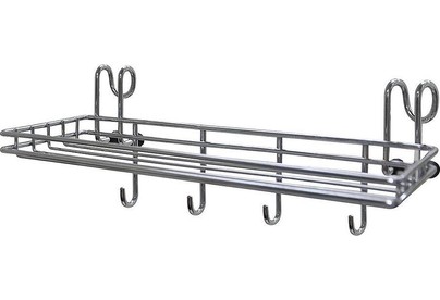 MULTIDOM Полка для специй с 4 крючками навесная на рейлинг 25x9,5x10 см AN52136