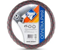 NOVA BRIGHT (M) экокожа, черная с прострочкой красными ромбиками 47366