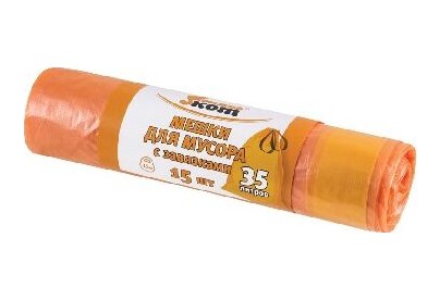 РЫЖИЙ КОТ мешки для мусора с завязками оранж. 35л 15шт/рул (310400)