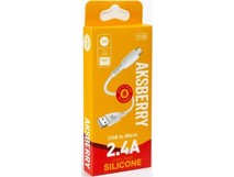 AKSBERRY (6972969383163) X156 Silicone MicroUSB 2,4A 1м белый