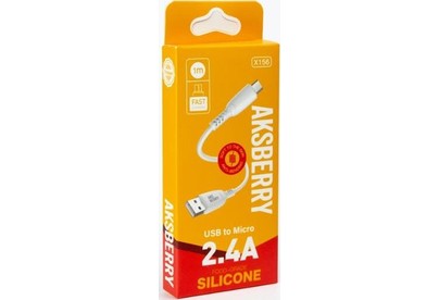 AKSBERRY (6972969383163) X156 Silicone MicroUSB 2,4A 1м белый