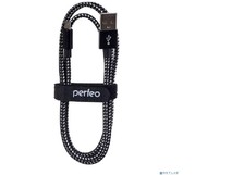 PERFEO (U4801) USB A вилка  Micro USB вилка, чернобелый, длина 1 м