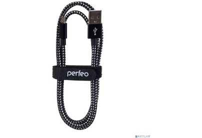 PERFEO (U4801) USB A вилка  Micro USB вилка, чернобелый, длина 1 м