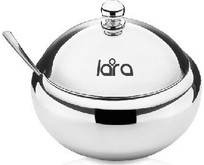 LARA LR0835 SS сахарница с ложкой стекло