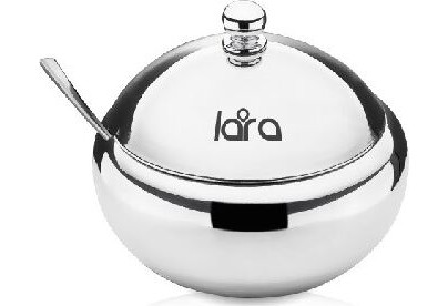 LARA LR0835 SS сахарница с ложкой стекло