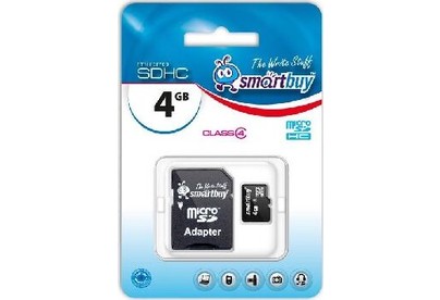 SMARTBUY (SB4GBSDCL401) MicroSDHC 4GB Class4 + адаптер