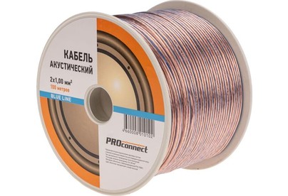 PROCONNECT (0162056) КАБЕЛЬ АКУСТИЧЕСКИЙ 2Х1,00 ММ, ПРОЗРАЧНЫЙ BLUELINE, БУХ 100м