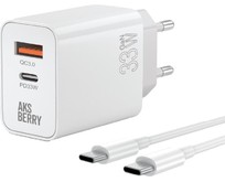AKSBERRY (6900286940011) T46 30W PD/QC3.0 + кабель Type c, белый