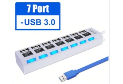 SMARTBUY (SBHA7307W) USB 3.0 хаб + выкл., 7 портов, белый