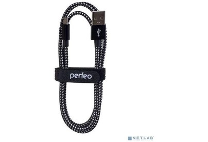 PERFEO (U4802) USB A вилка  Micro USB вилка, чернобелый, 3 м