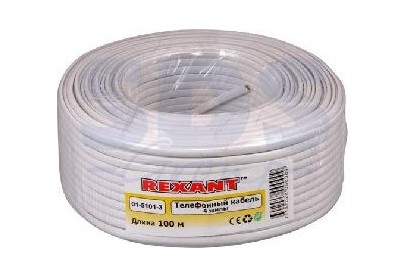 REXANT (0151013) ШТЛП4 ССА белый 4 жилы 100м