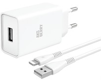 AKSBERRY (6900221580012) T40 1USB 24A + Lightning (белый)