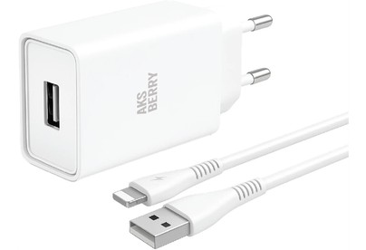AKSBERRY (6900221580012) T40 1USB 24A + Lightning (белый)