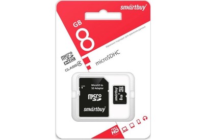 SMARTBUY (SB8GBSDCL401) MicroSDHC 8GB Сlass4 + адаптер