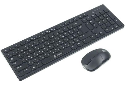 OKLICK Клавиатура + мышь Оклик 220M клав:черный мышь:черный USB беспроводная slim Multimedia (1062000)