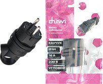 DUWI (27458 2) Вилка каучуковая, угловая, с заземлением, с кольцом, 16A, 230В, IP44, черный