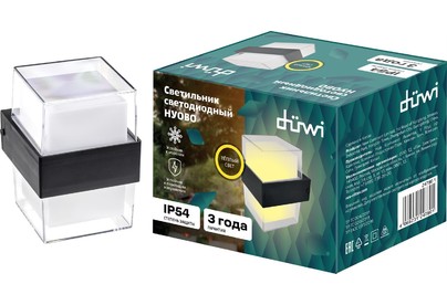 DUWI (24780 1) НУОВО, 105x105x135мм, 6Вт, термостойкий пластик, 3000К, IP54, черный