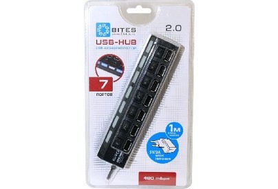 5BITES HB27203PBK 7*USB2.0 / БП 5В2А / 1M / BLACK