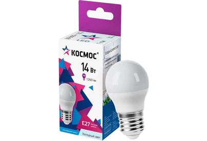 КОСМОС LkecLED14wGL45E2765 14W/E27/6500K
