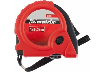MATRIX Рулетка Rubber, 7,5 м х 25 мм, обрезиненный корпус 31001