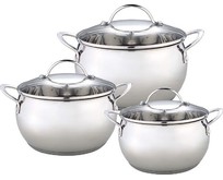 WEBBER BE335/6 Набор посуды из нерж.стали 6 пр. 2,0л, 2,8л, 3,8л