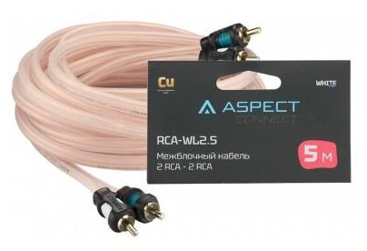 ASPECT RCAWL2.5, White Line, коаксиал, OFC, 2RCA2RCA, 5м