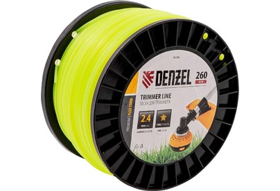 DENZEL Леска для триммера звезда, 2,4мм х 260м, на DIN катушке FLEX CORD 96286