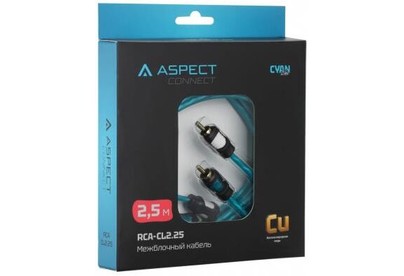 ASPECT Межблочный кабель RCACL2.25, Cyan Line, витая пара, OFC, 1 экран, 2RCA2RCA, 2.5м